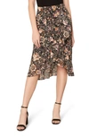 CUPCAKES AND CASHMERE CASEY FLORAL WRAP FRONT SKIRT,CK309489