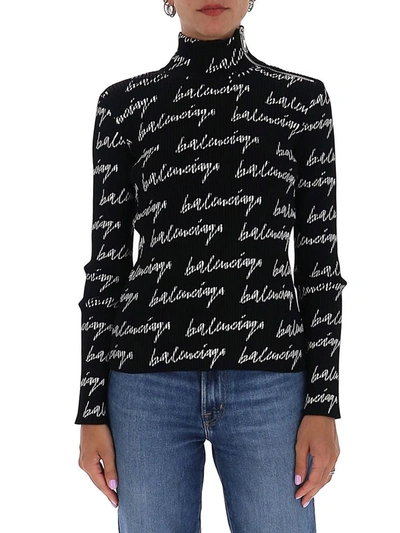 Balenciaga Turtleneck Sweater In Black