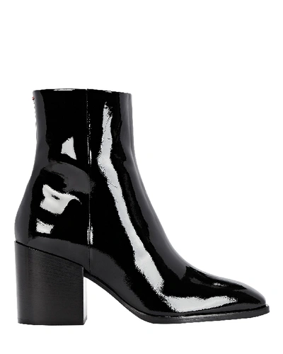 Aeyde Leandra Patent Leather Ankle Booties In Black