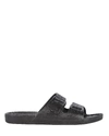 Freedom Moses Bond Velvet Two-strap Slides In Black