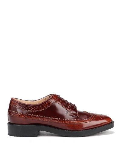 Tod's Derby Brogue In Brown Shaded Leather