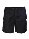 Moncler Logo Stripe Swim Trunks In Black