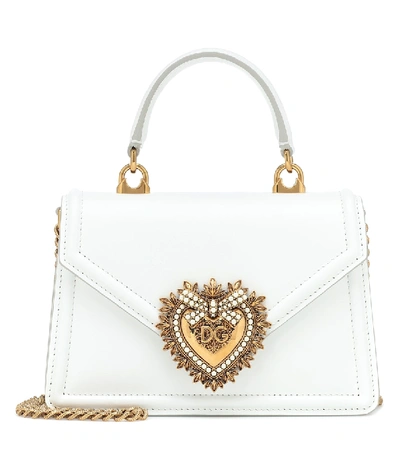 Dolce & Gabbana Devotion Small Leather Shoulder Bag In White