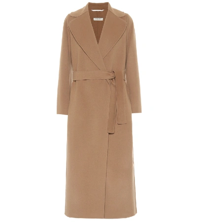 's Max Mara Aronalu Belted Brushed Wool And Cashmere-blend Coat In Brown