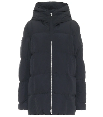 Jil Sander Oversize Hooded Nylon Down Coat In Blue