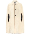 SAINT LAURENT SHEARLING PONCHO COAT,P00489834