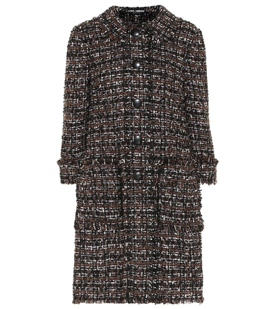 Dolce & Gabbana Tweed Mid-length Coat In Black