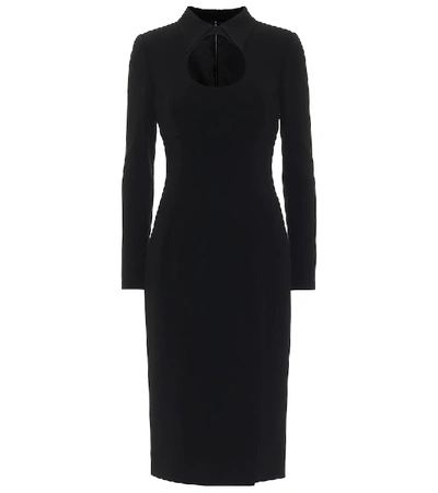Dolce & Gabbana Cady Calf-length Dress With Collar In Black
