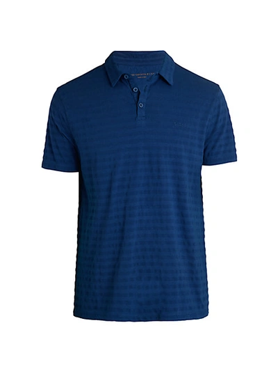 John Varvatos Textured Stripe Polo T-shirt In Black