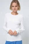HUGO HUGO BOSS - RIBBED SWEATER IN ORGANIC COTTON WITH ZIPPED CUFFS - WHITE
