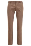 HUGO BOSS HUGO BOSS - SLIM FIT CASUAL CHINOS IN BRUSHED STRETCH COTTON - KHAKI