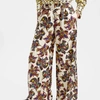 La Doublej Palazzo Bird-print Silk-twill Trousers In Piccolo Dove
