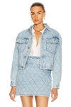 ALESSANDRA RICH QUILTED DENIM BOMBER JACKET,ARIF-WO16