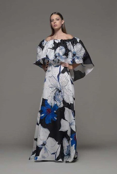 Isabel Sanchis Asigliano Off Shoulder Floral Gown