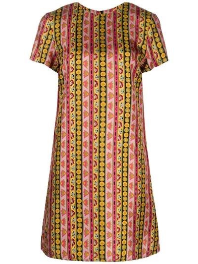 La Doublej Printed Silk Shift Dress In Nastri