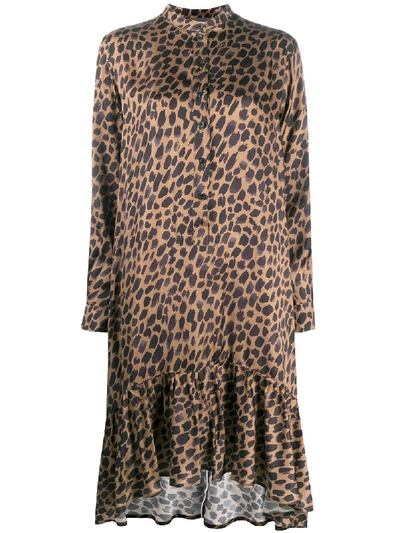 8pm Leopard-print Midi Dress In Brown