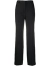 Alberta Ferretti High Waist Wide Leg Trousers With Textured Fabric In Black