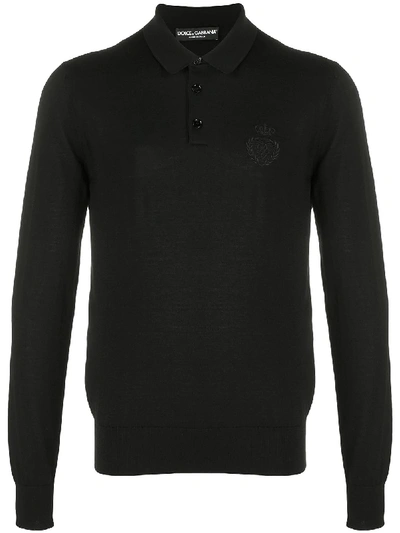 Dolce & Gabbana Embroidered Logo Polo Shirt In Black
