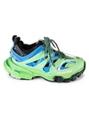 Balenciaga Mixed-media Leather Track Sneakers In Blue Green