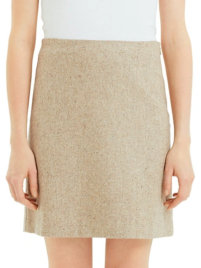 Theory Easy Waist Recycled Wool-blend A-line Skirt In Taupe Multi