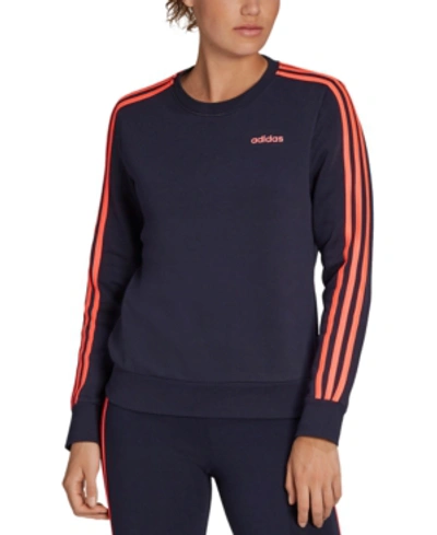 Adidas Originals Adidas Women's Essentials 3-stripe Fleece Sweatshirt In Legend Ink/pink
