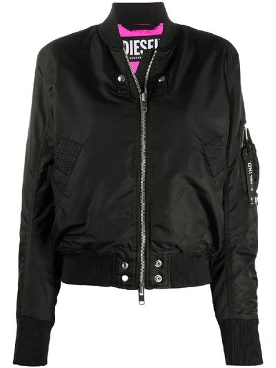 Diesel Whipstitch-trimmed Bomber Jacket In Black