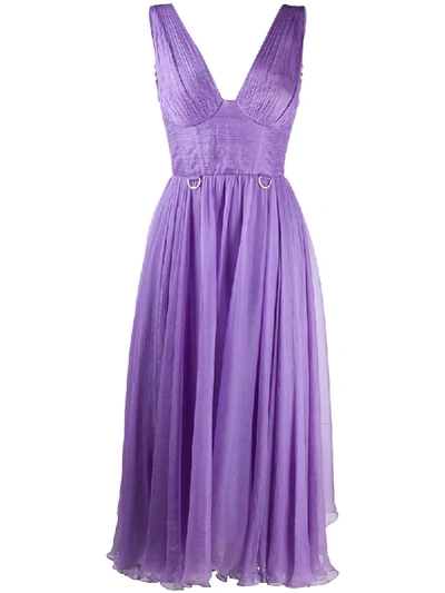 Maria Lucia Hohan Sorena Draped Silk Dress In Purple