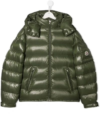 Moncler Teen Quilted Down Jacket In Green