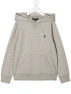 Polo Ralph Lauren Embroidered Logo Hoodie In Grey