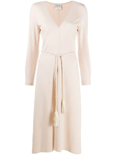 Forte Forte Tassel Tie Midi Dress In Neutrals
