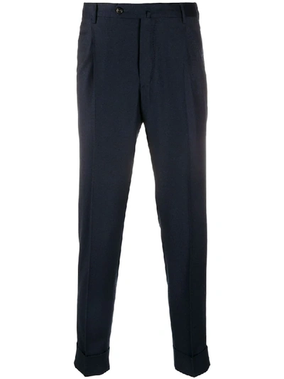 Pt01 Pintuck Tapered Trousers In Blue