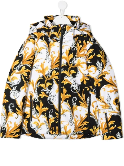 Young Versace Kids' Patterned Down Jacket Young In Multicolor