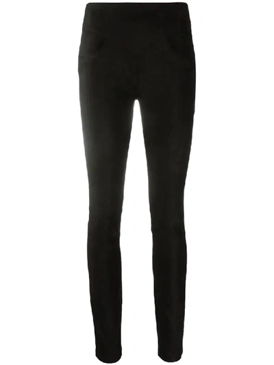 8pm Faux-suede Skinny Trousers In Black