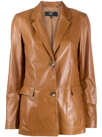 Arma Sema Leather Blazer In Brown