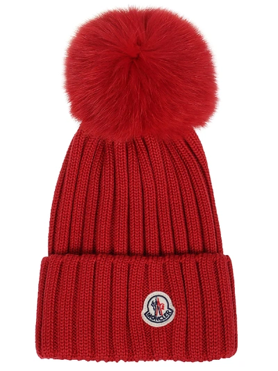 Moncler Red Wool Hat In Rosso