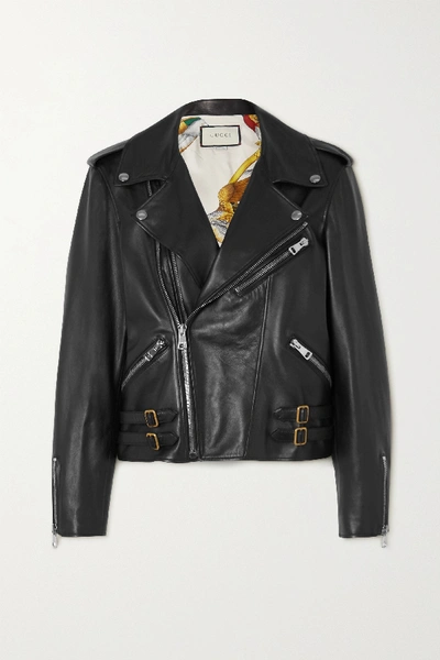 Gucci Leather Biker Jacket In Black