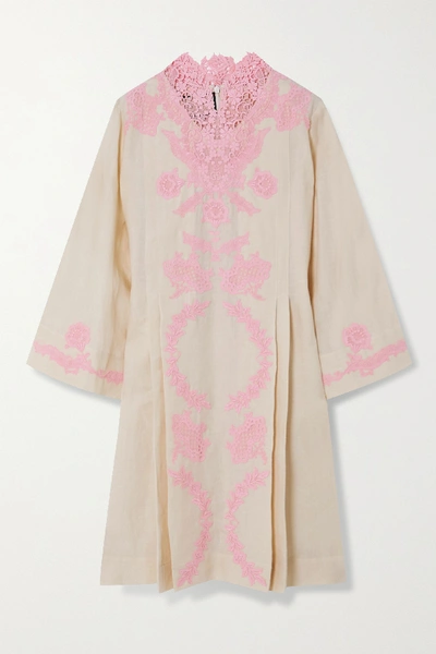 Gucci Crocheted Lace-trimmed Linen Kaftan In White