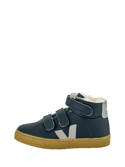 Veja Esplar Boys' Shearling Lined Leather High Top Trainers - Toddler, Little Kid In Blue