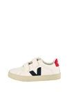 Veja Kids Small Esplar Velcro Chromefree Leather Extra White Nautico Pekin In White