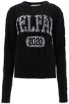 Telfar Cable Knit Logo Print Jumper In Black