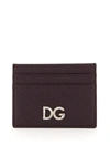 DOLCE & GABBANA LEATHER CARDHOLDER WITH CRYSTAL DG