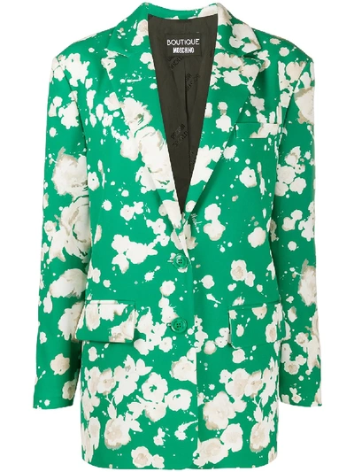 Boutique Moschino Floral Print Blazer In Green