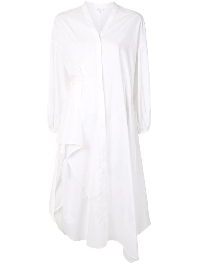 Enföld V-neck Draped Shirt Dress In White