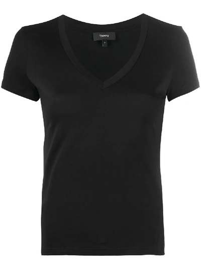 Theory V-neck Cotton T-shirt In Black