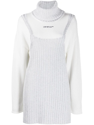 Off-white Mini Dress Motif Sweater In Grey