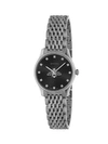 Gucci Women's G-timeless Slim Black Dial Stainless Steel Bracelet Watch In Silver