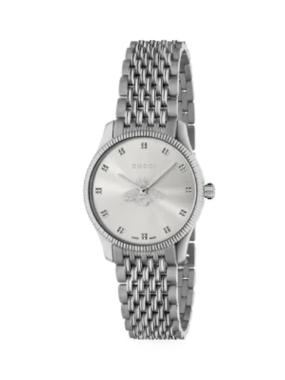Gucci G-timeless Slim Silver Dial Stainless Steel Bracelet Watch