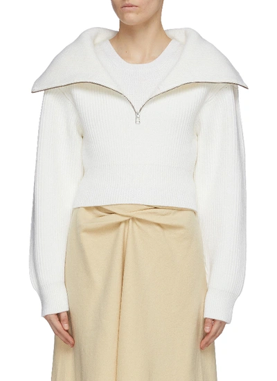 Jacquemus Risoul Merino Wool Layered Crop Sweater In Neutral