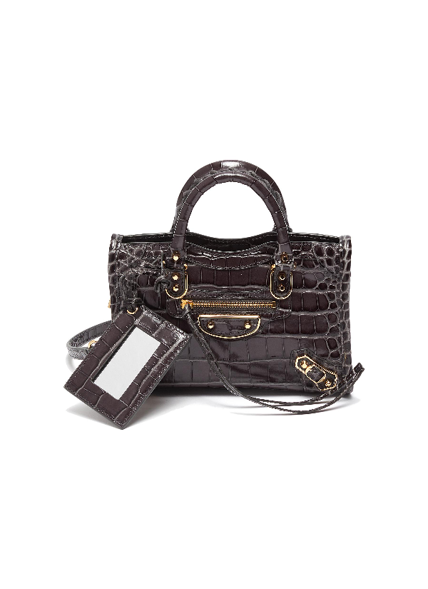 Balenciaga &#39;nano City Aj&#39; Croc Embossed Leather Bag | ModeSens