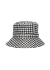 Eric Javits 'bucket Rain' Houndstooth Print Water Repellent Nylon Hat In Black,white
